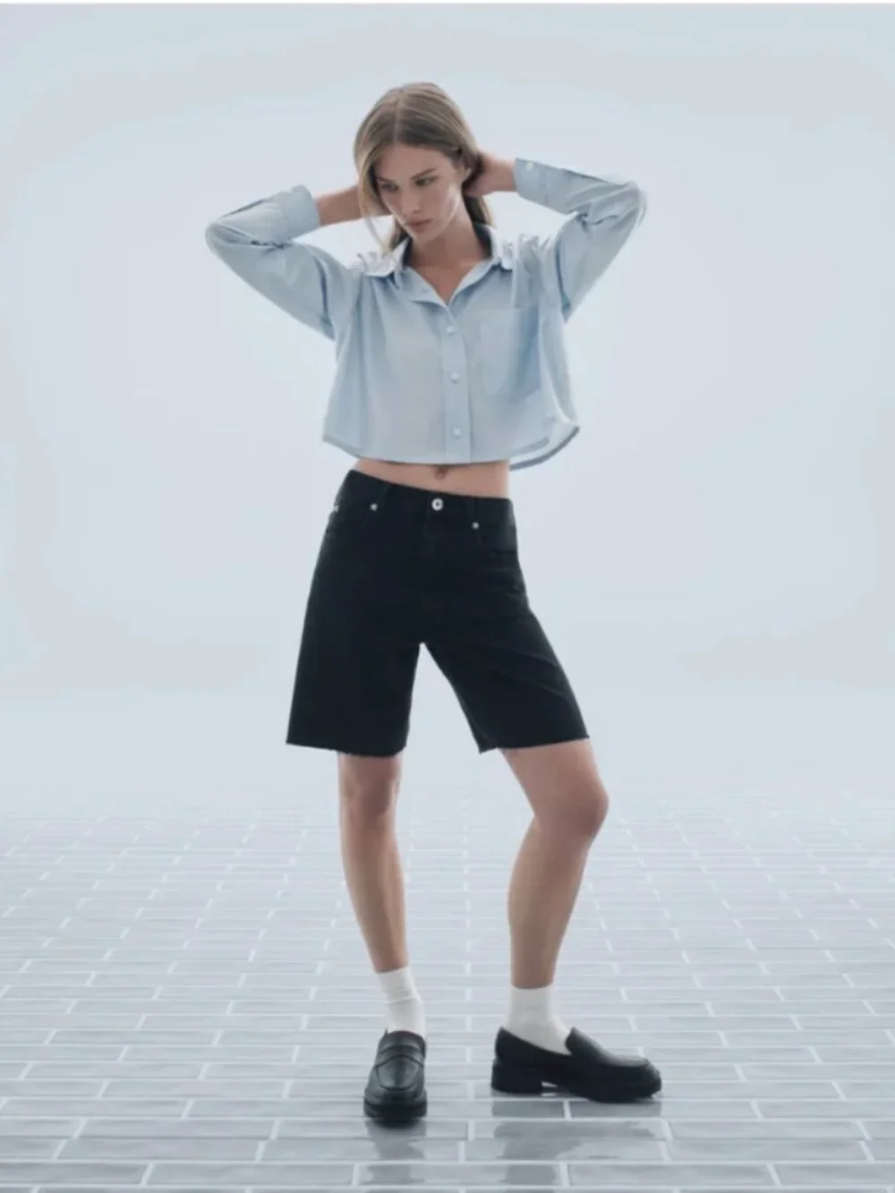 Everlane OG Baggy Jean Short Washed Black 33